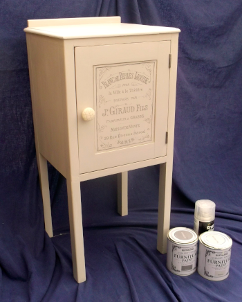 Tall legged Cabinet with French theatre inspired text on door